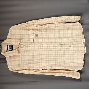 Large Carhartt Cream and Brown Checkered Shirt